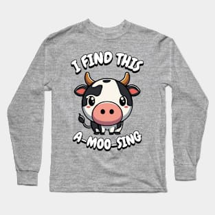 I Find This Amoosing Cute Cow Cartoon Long Sleeve T-Shirt